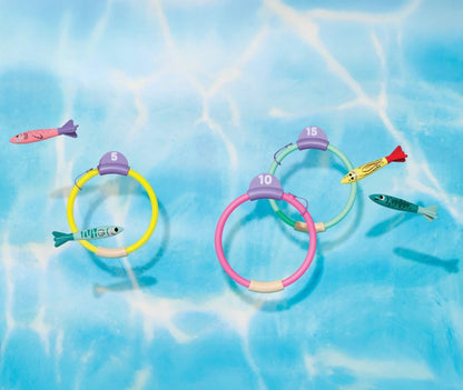 Sun Squad Pool Gliders with Hoops Set – 7-Piece Underwater Dive Game