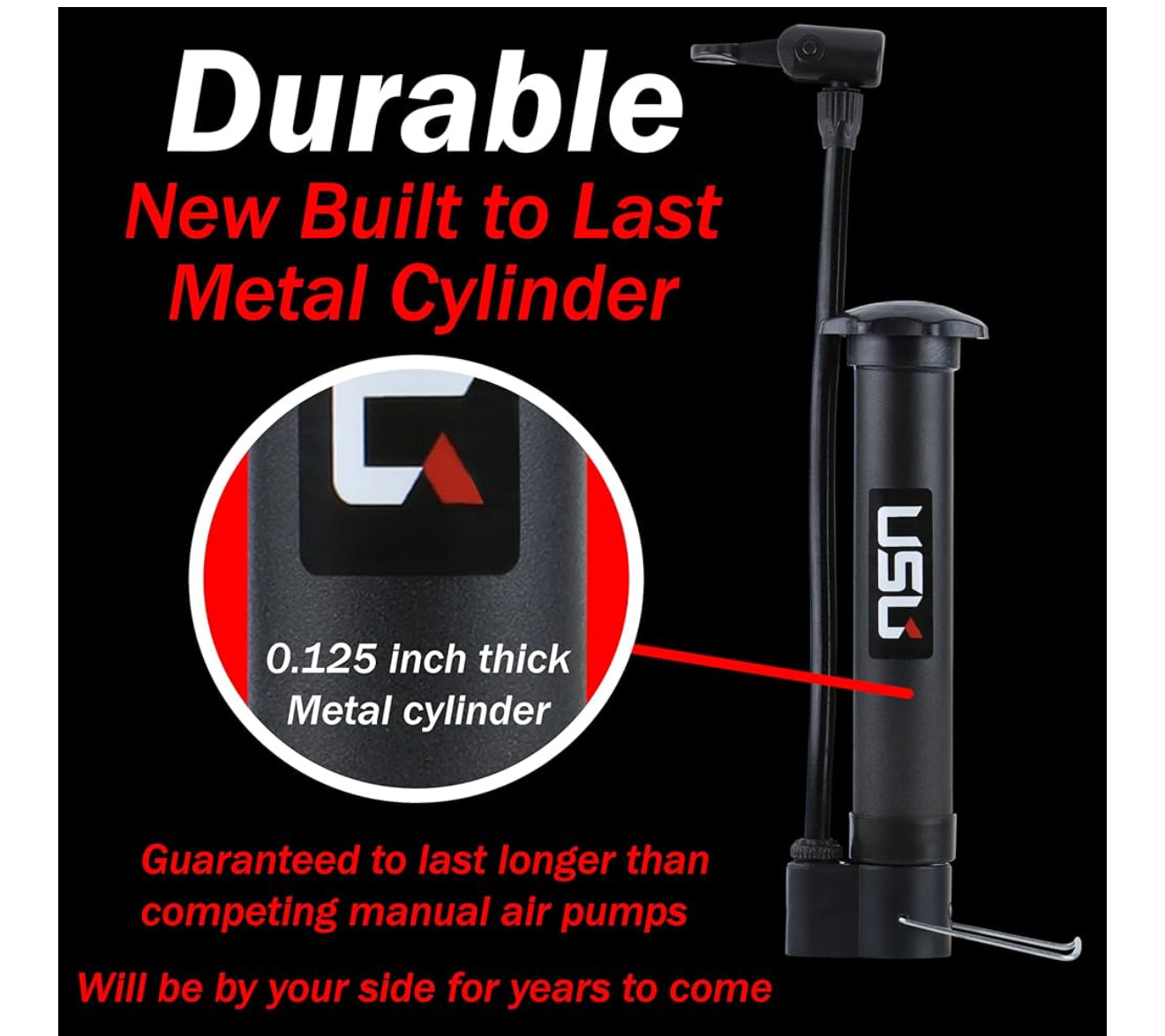 USB Dual-Action Hand Pump for Sports Balls – Includes 5 Needles, 2 Nozzles, Hose Adapter