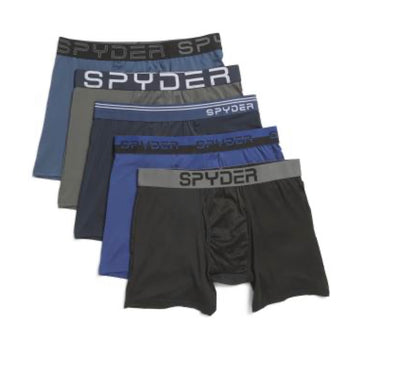 5-pack of Spyder men's poly-spandex performance boxer briefs