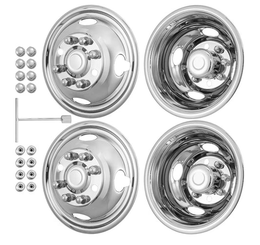 Stainless Steel Wheel Simulators 16 Inch Set Of 4 Universal Fits Trucks