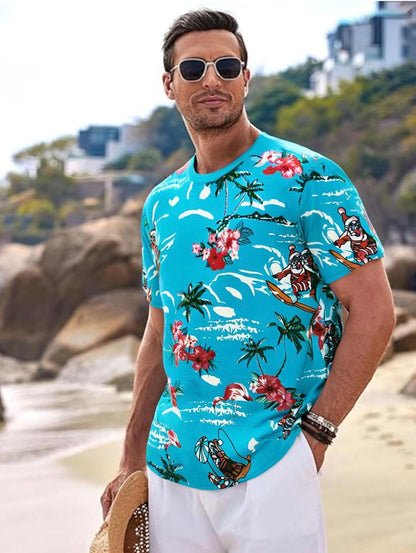 Tropical Santa Beach Graphic T-Shirt
