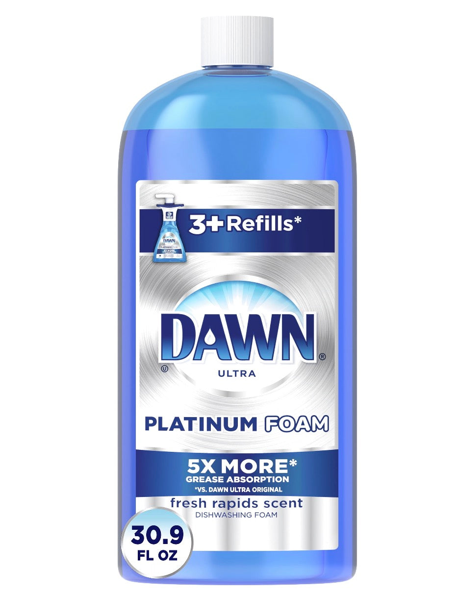 Dawn Direct Foam Dish Soap, Dishwashing Liquid, Grease Removal, Fresh Rain, 915 mL