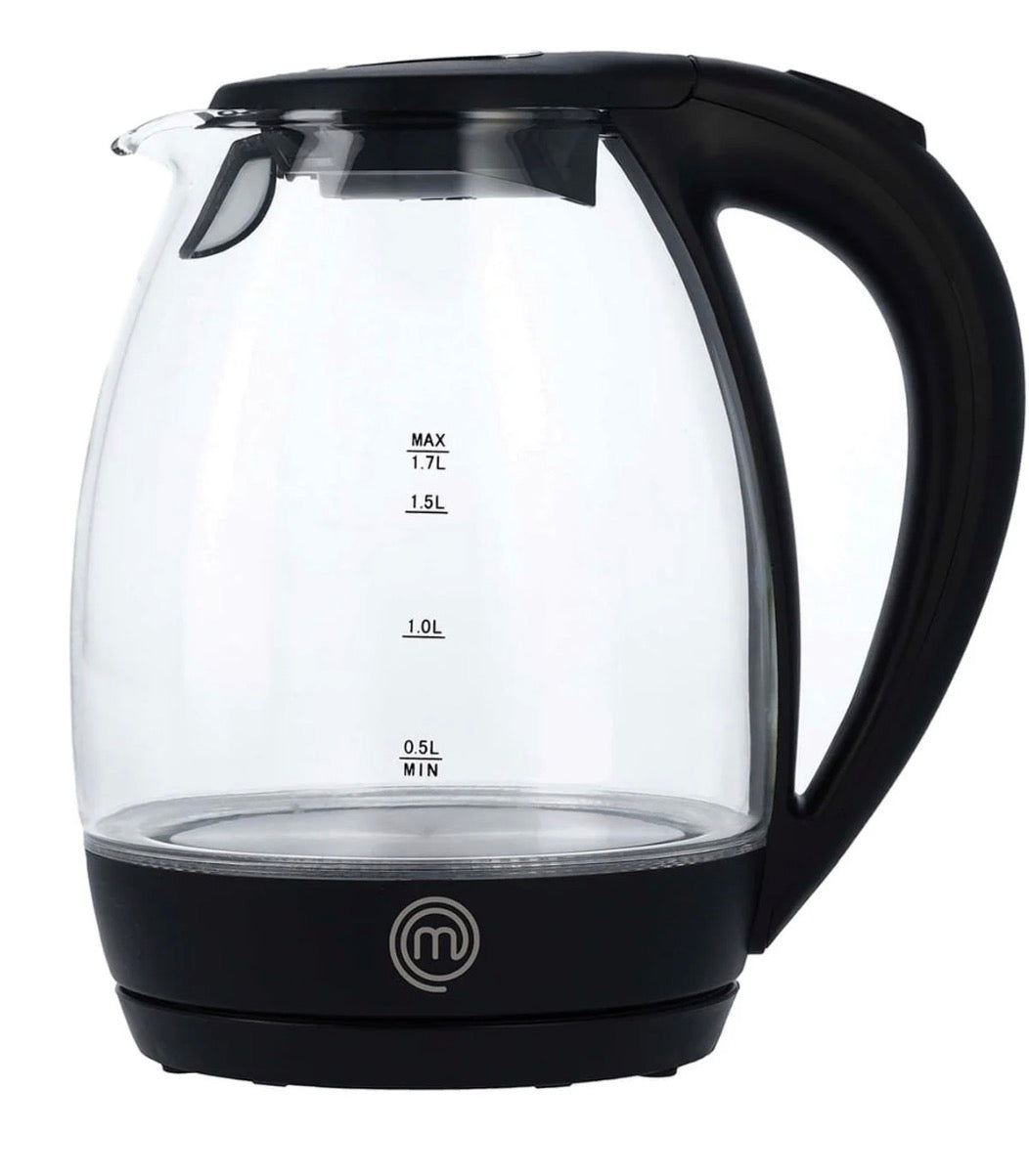 MasterChef Electric Tea Kettle, Glass and Black Water Boiler