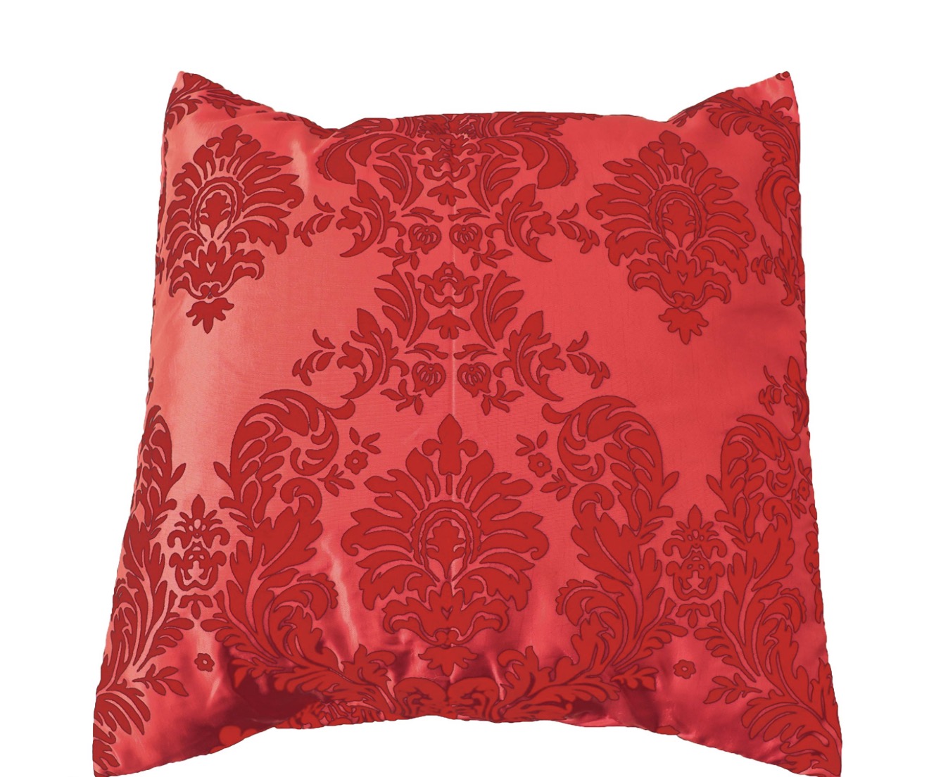 Lovemyfabric Taffeta Damask Throw Pillow Cover 18x18 Red on Red Victorian Print