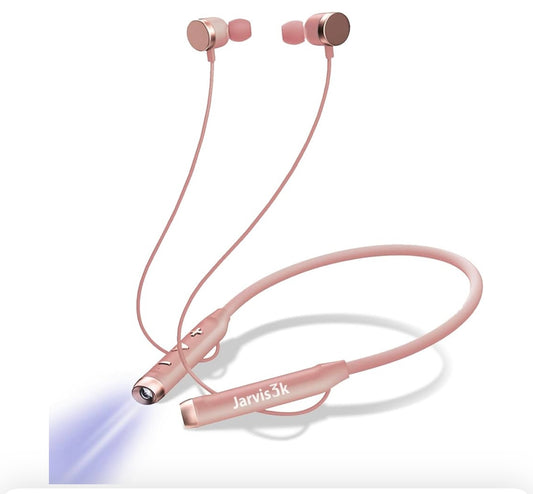 Jarvis3k Wireless Neckband Headphones with Flashlight – Pink
