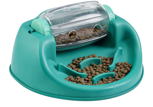 Outward Hound by Nina Ottosson Spin N' Eat Dog Puzzle and Slow Feeder, Level 2 Intermediate Enrichment Toy, Green