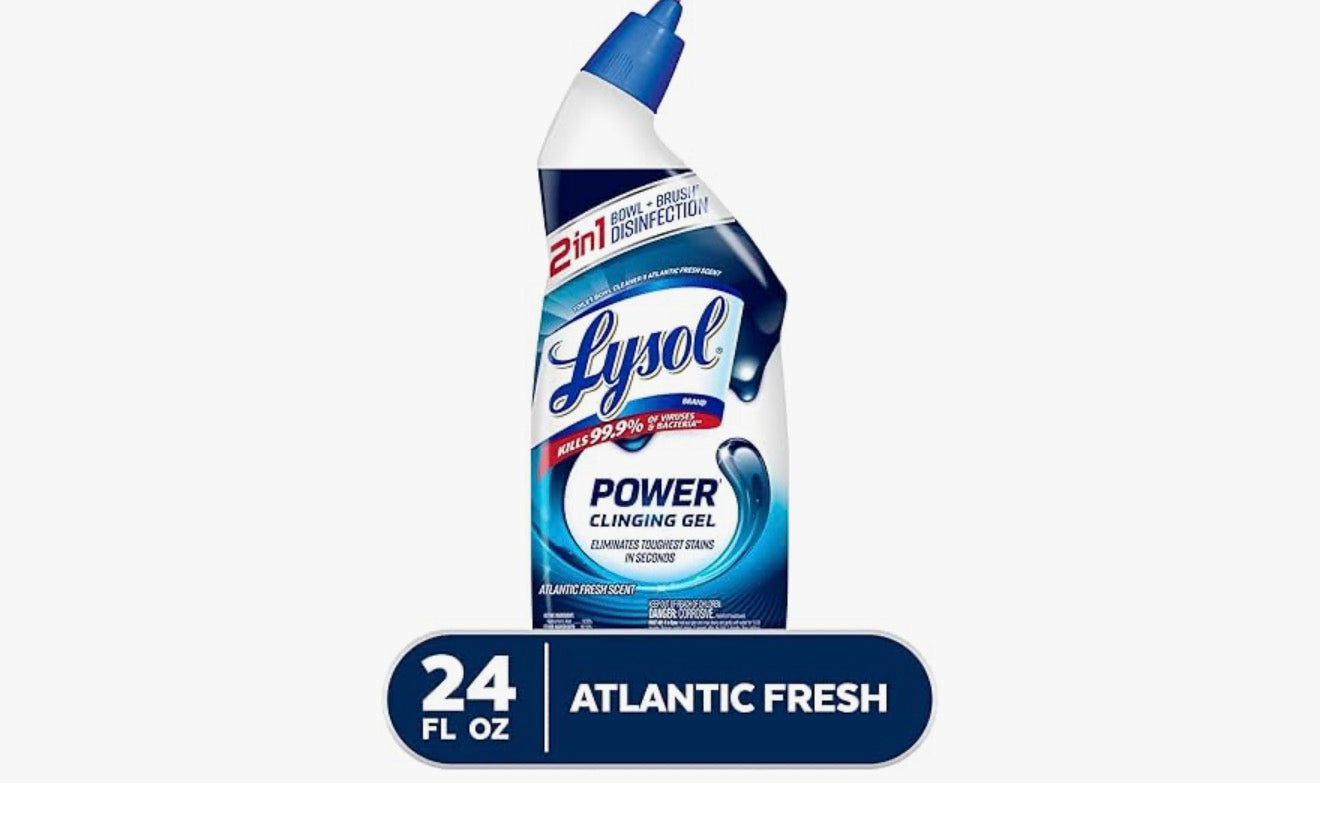 Lysol Power Toilet Bowl Cleaner Gel, For Cleaning and Disinfecting, Stain Removal, 24oz