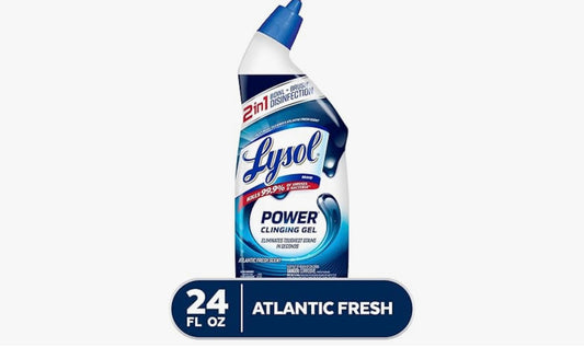 Lysol Power Toilet Bowl Cleaner Gel, For Cleaning and Disinfecting, Stain Removal, 24oz