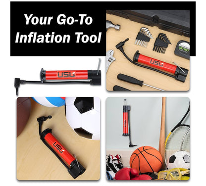 USB Dual-Action Hand Pump for Sports Balls – Includes 5 Needles, 2 Nozzles, Hose Adapter