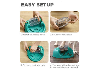 Outward Hound by Nina Ottosson Spin N' Eat Dog Puzzle and Slow Feeder, Level 2 Intermediate Enrichment Toy, Green