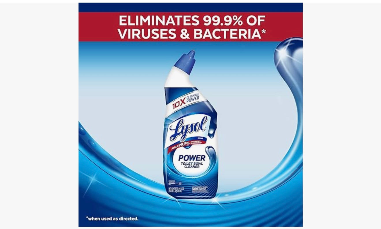Lysol Power Toilet Bowl Cleaner Gel, For Cleaning and Disinfecting, Stain Removal, 24oz