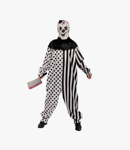 Men’s Halloween Creepy Clown Costume – Black & White – Large