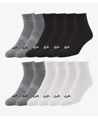 True Religion Mens Socks Ankle Socks for Men 12 Pairs Quarter Premium Athletic