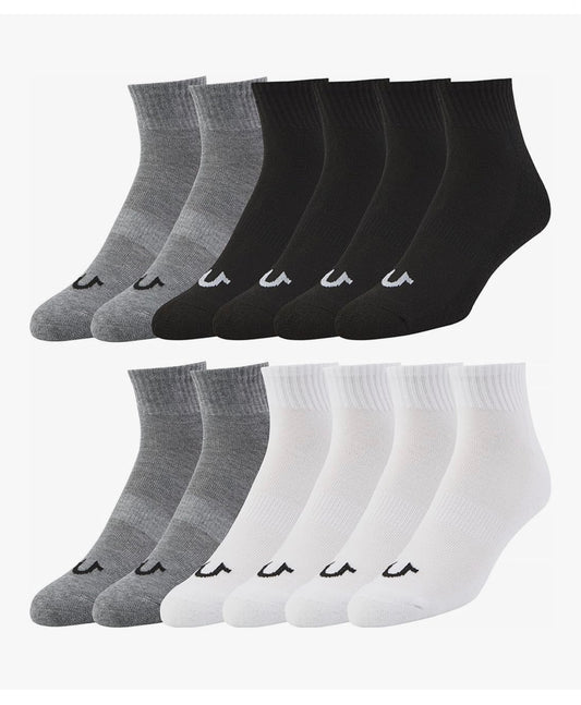 True Religion Mens Socks Ankle Socks for Men 12 Pairs Quarter Premium Athletic