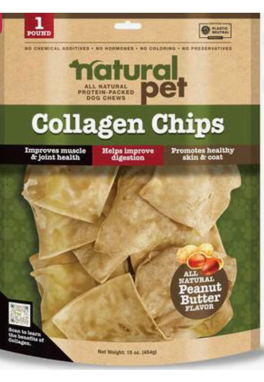 Natural Pet Collagen Chips Natural Dog Chew Treats, 16-oz bag