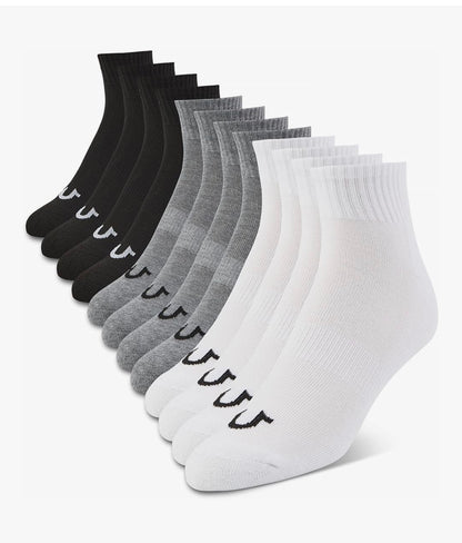 True Religion Mens Socks Ankle Socks for Men 12 Pairs Quarter Premium Athletic