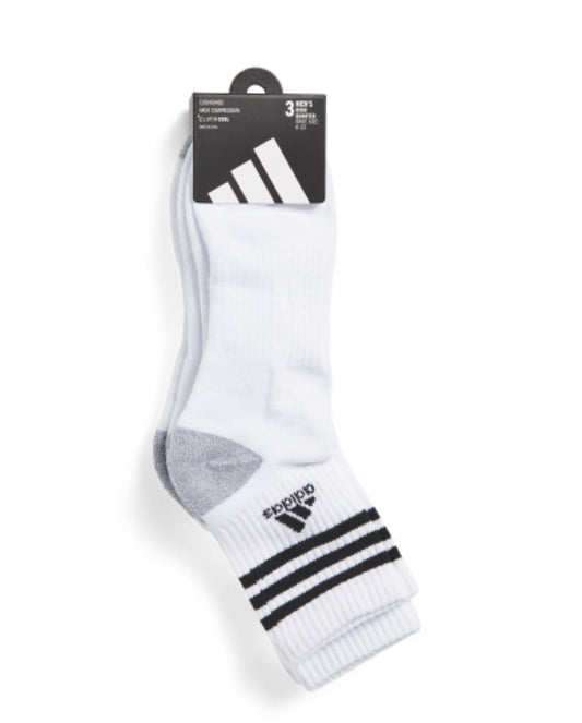 Adidas 3pk Cushioned Striped High Quarter Cut Socks