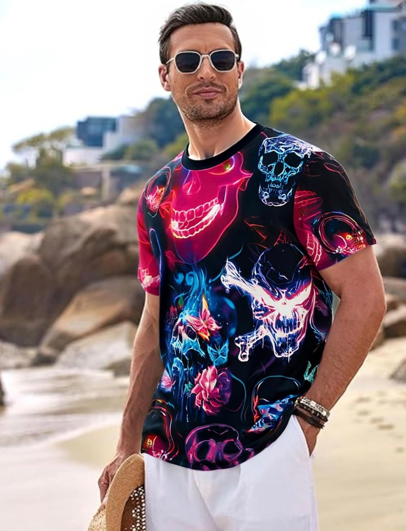 Neon Skull Fusion Graphic T-Shirt