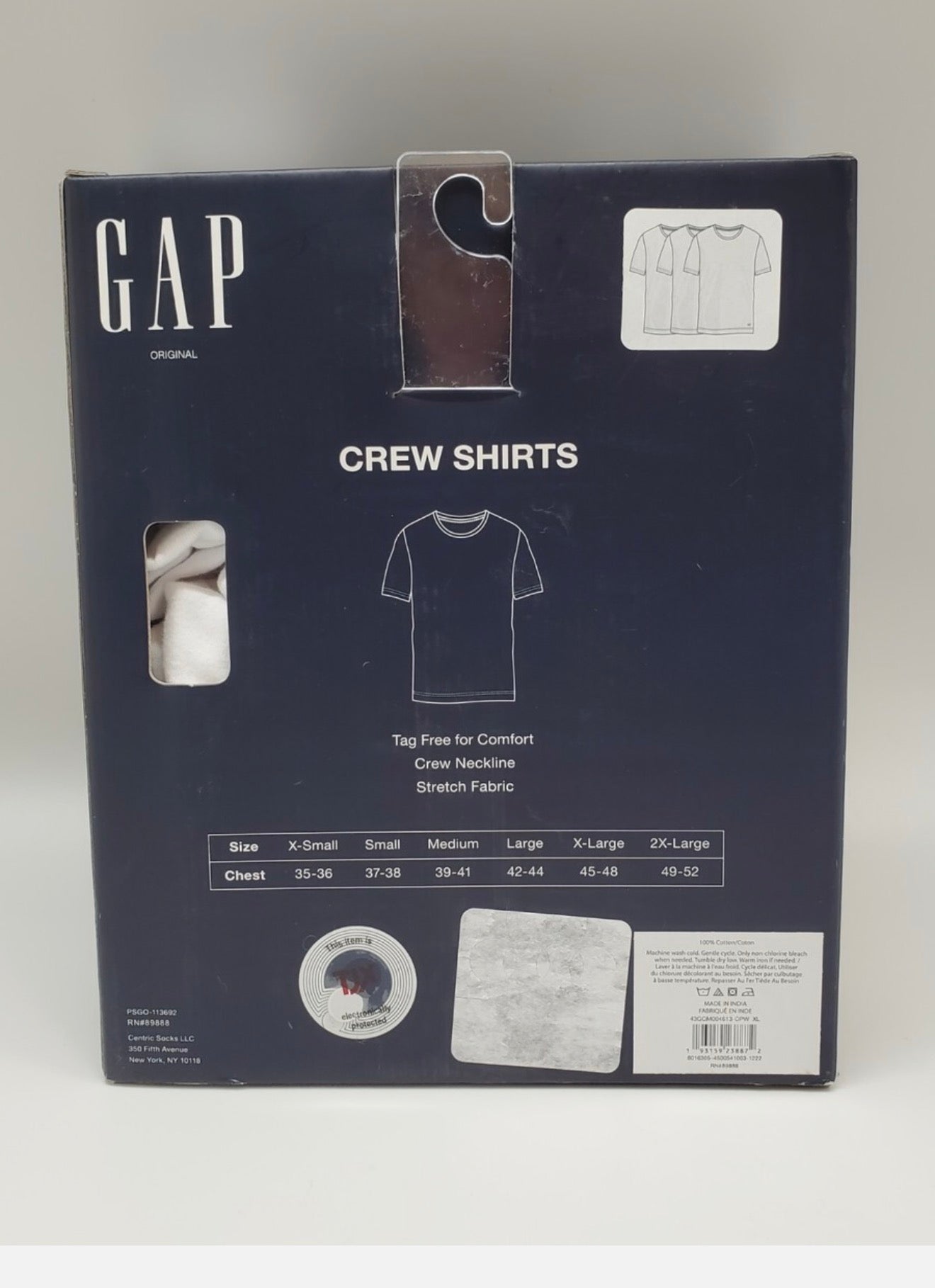 GAP Men's S M L XL 3 Pack White Soft Cotton Crew Neck T Shirts w Logo Tag Free
