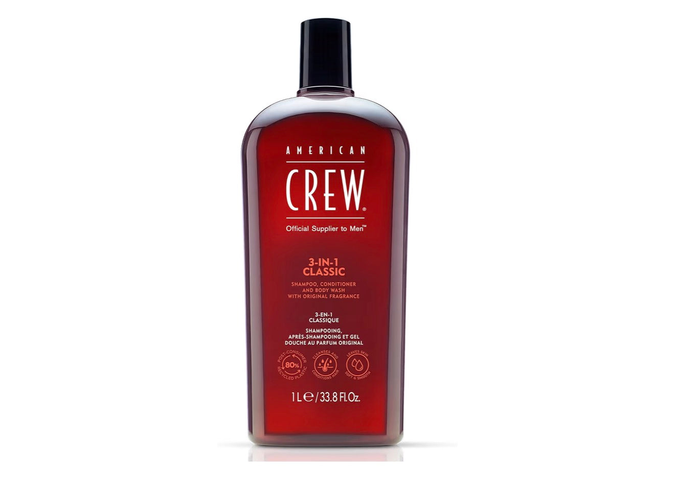 American Crew 3-in-1 Shampoo, Conditioner and Body Wash, Gift for Men, 33.8 fl oz