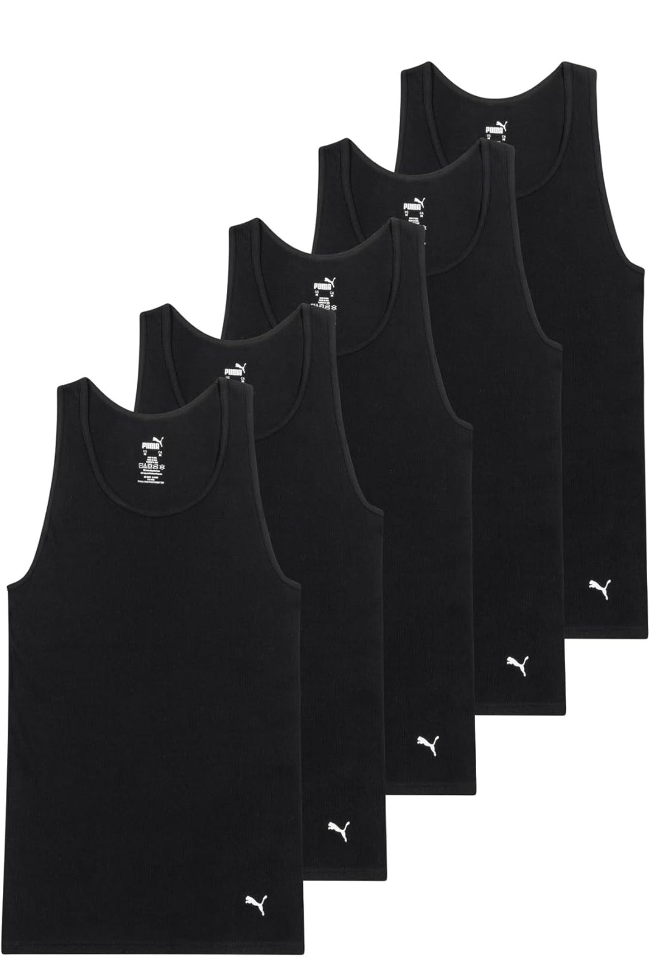 Puma Mens 5 Pack Cotton Rib Tank Top