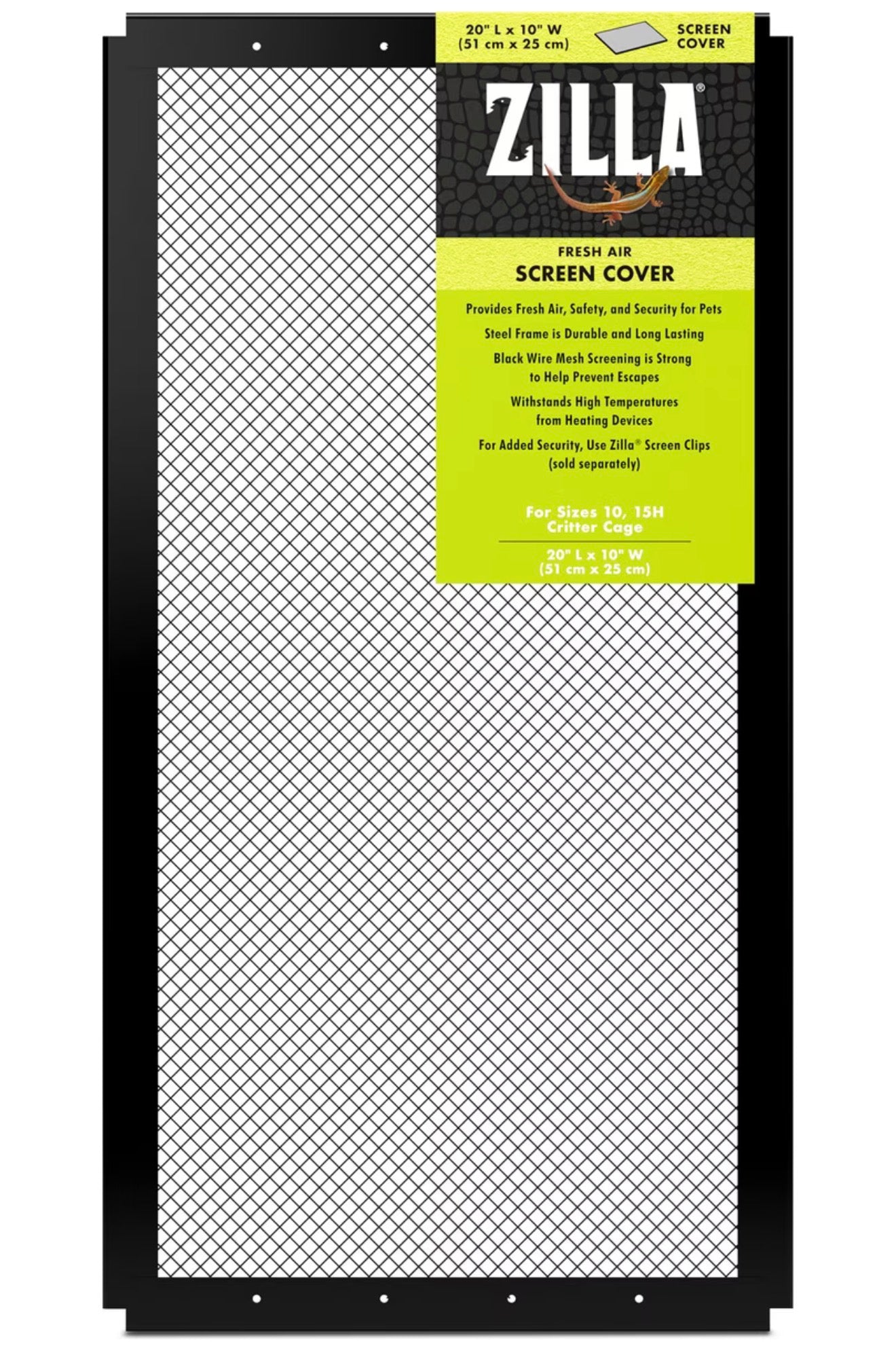 Zilla Reptile Terrarium Fresh Air Screen Cover 20 By 10 Inches