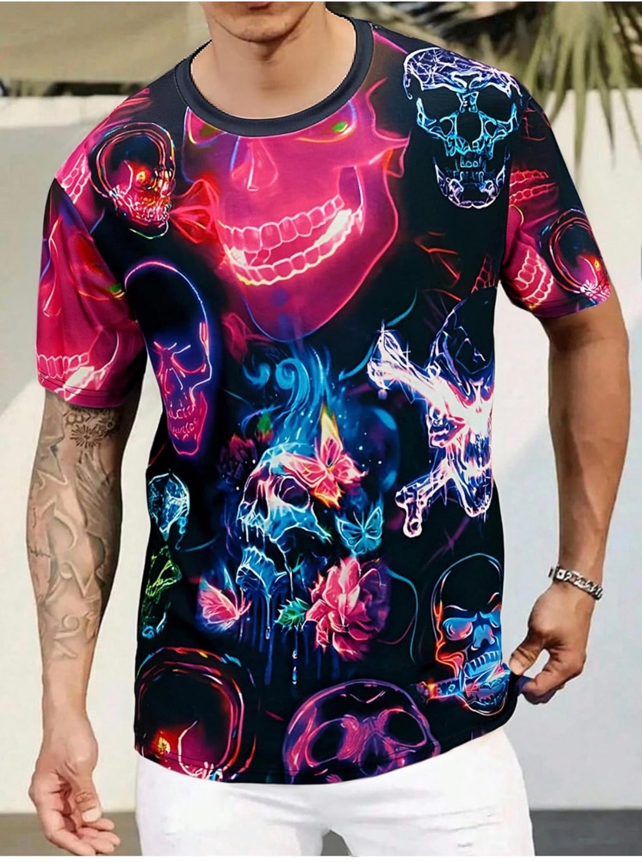 Neon Skull Fusion Graphic T-Shirt