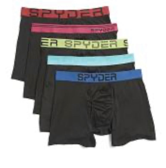 5-pack of Spyder men's poly-spandex performance boxer briefs