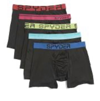 5-pack of Spyder men's poly-spandex performance boxer briefs