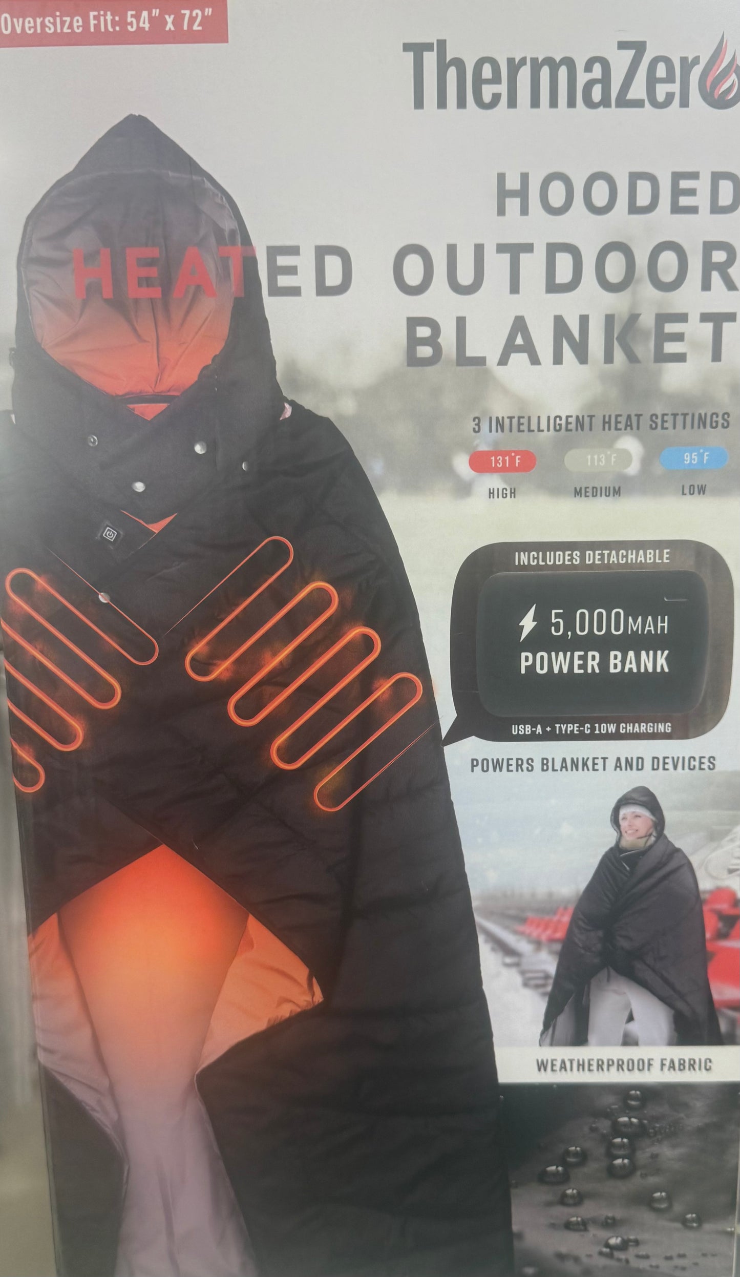 ThermaZero Hooded Heated Outdoor Blanket