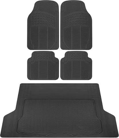 Open Box 5 Piece All Weather Floor Mat Set Front Rear Cargo Universal Fit Black