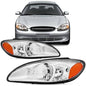 Headlight Assembly Pair Fits 2000 To 2007 Ford Taurus OE Style Chrome Housing