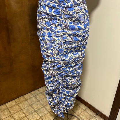 Mable Blue Floral Puff Sleeve Midi Dress Size M