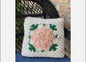 Granny Square Throw Pillow 3D Flower Crochet 14" Square Handmade