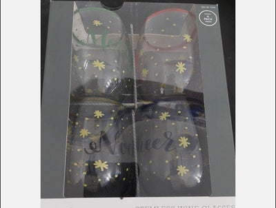 Threshold Stemless Wine Glasses Gold Snowflakes Set Of 4